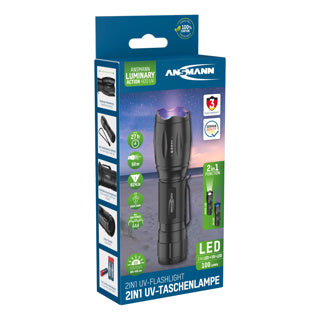 Taschenlampe UV und LED inkl. 3 AAA-Batterien | 2 Stk