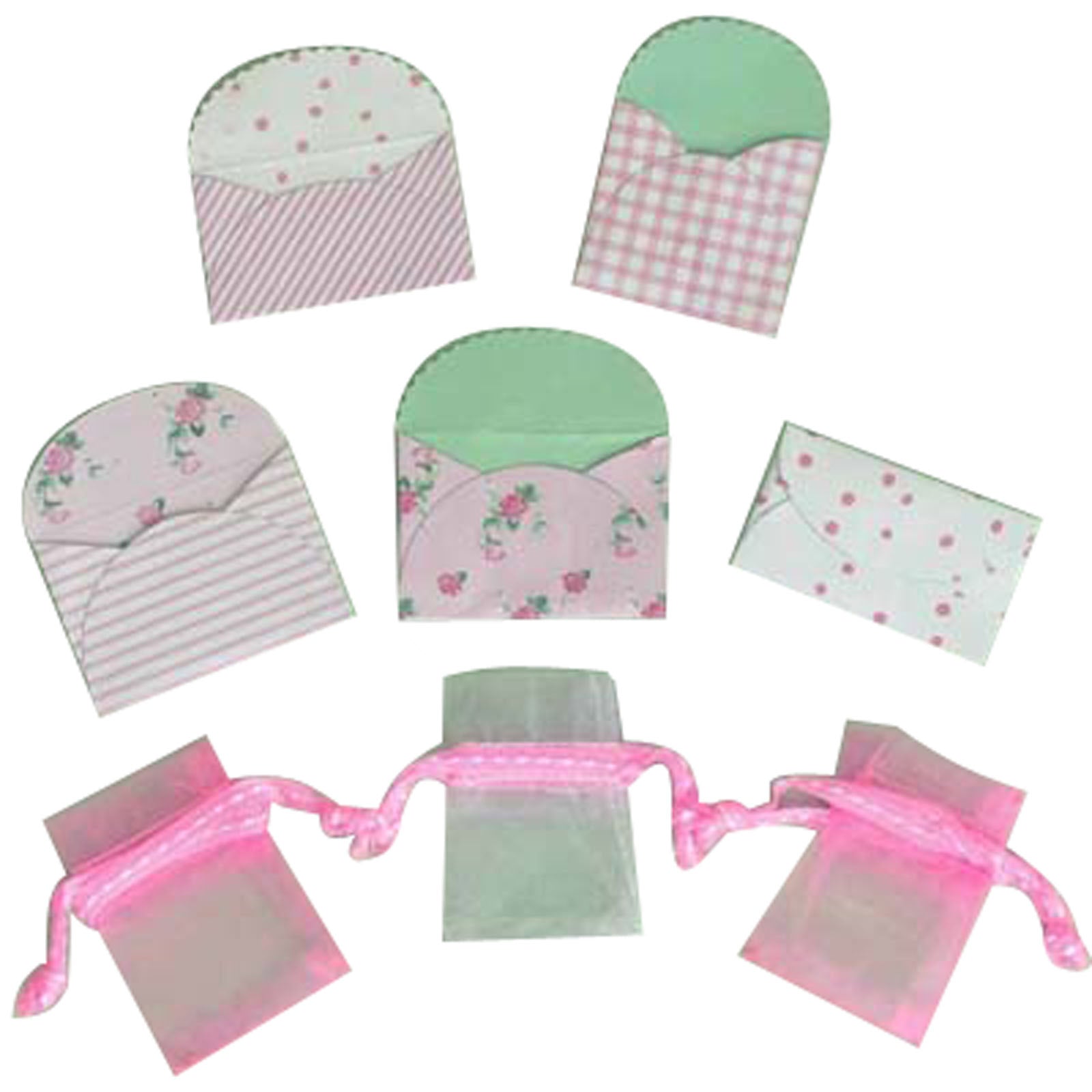 Vaessen creative • Mini-Umschläge x5 + Mini-Organzasäckchen x3 Babyrosa