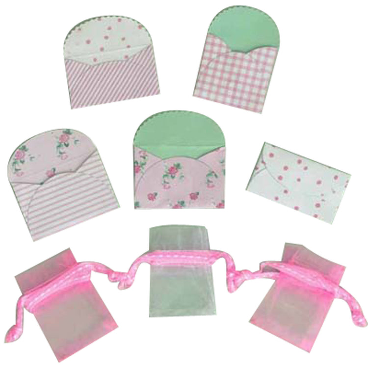 Vaessen creative • Mini-Umschläge x5 + Mini-Organzasäckchen x3 Babyrosa