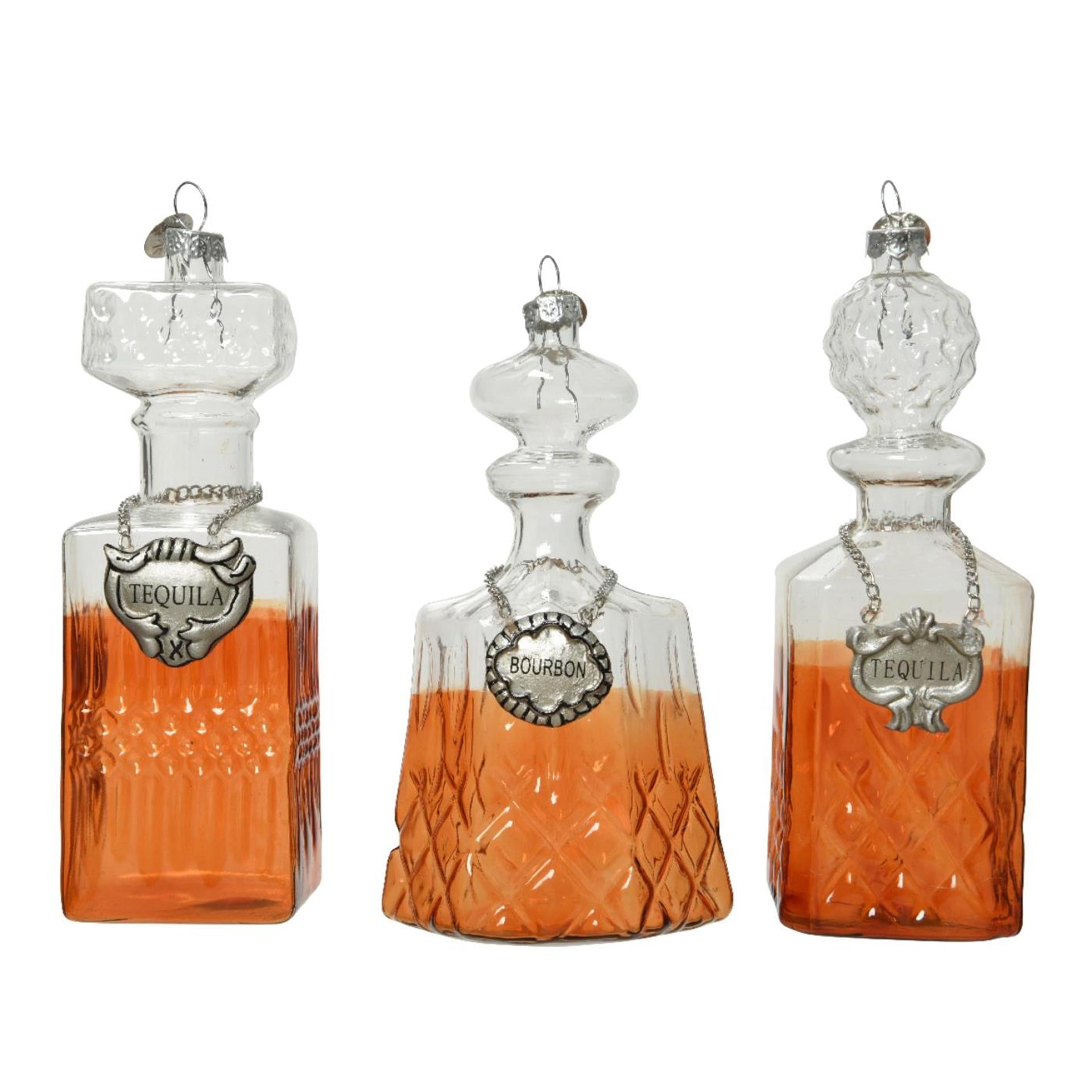 Decoris Weihnachtsanhänger Trinkflasche Glas 6,3x12,3cm