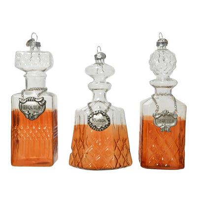 Decoris Weihnachtsanhänger Trinkflasche Glas 6,3x12,3cm