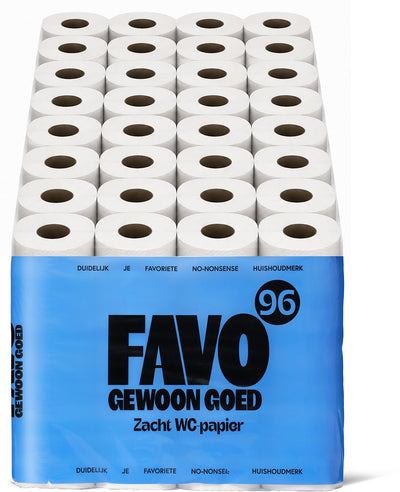 Favo Just Good Favo Toilettenpapier – 96 Rollen – 180 Blatt pro Rolle – weiches, starkes Toilettenpapier – Vorteilspackung