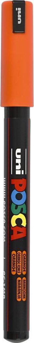 UNI-POSCA POSCA-Marker, AFM PC-1MR, Leitungsdicke 0,7 mm, Extra-Fine, Orange, 1 Stück