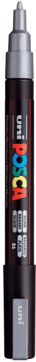 UNI-POSCA POSCA-Marker, AFM PC-3M, Liniendicke 0,9-1,3 mm, fein, Silber, 1 Stück