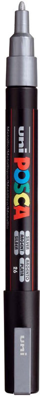 UNI-POSCA POSCA-Marker, AFM PC-3M, Liniendicke 0,9-1,3 mm, fein, Silber, 1 Stück