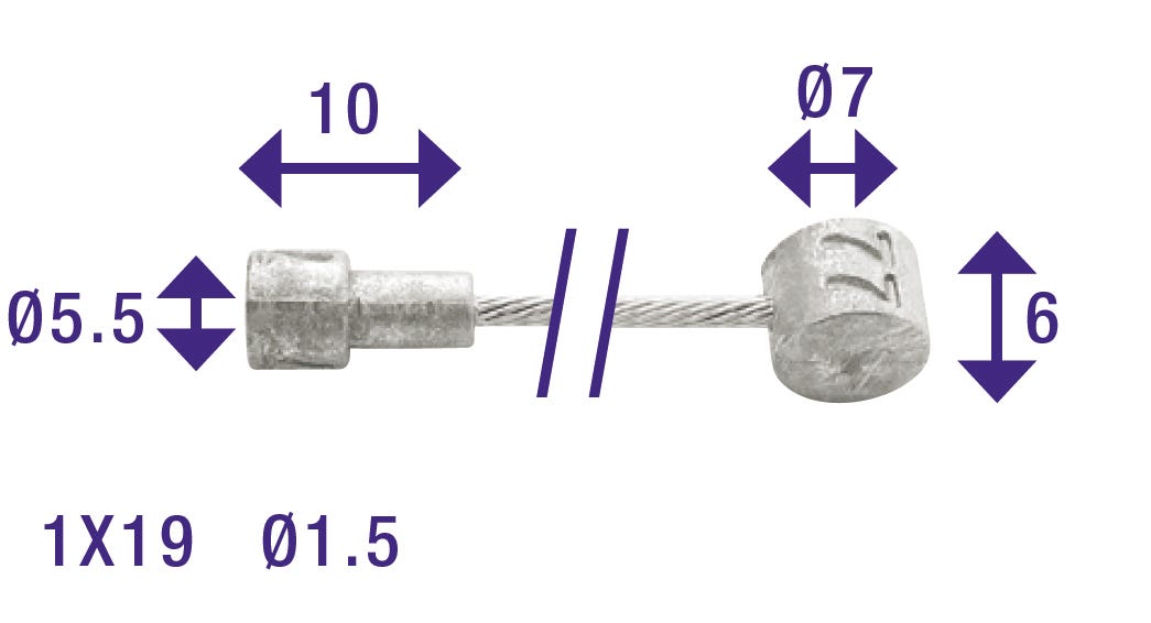 Cordo Innenzug Innenzug Bremse 225cm ø1,5mm verzinkt + 2 Nippel