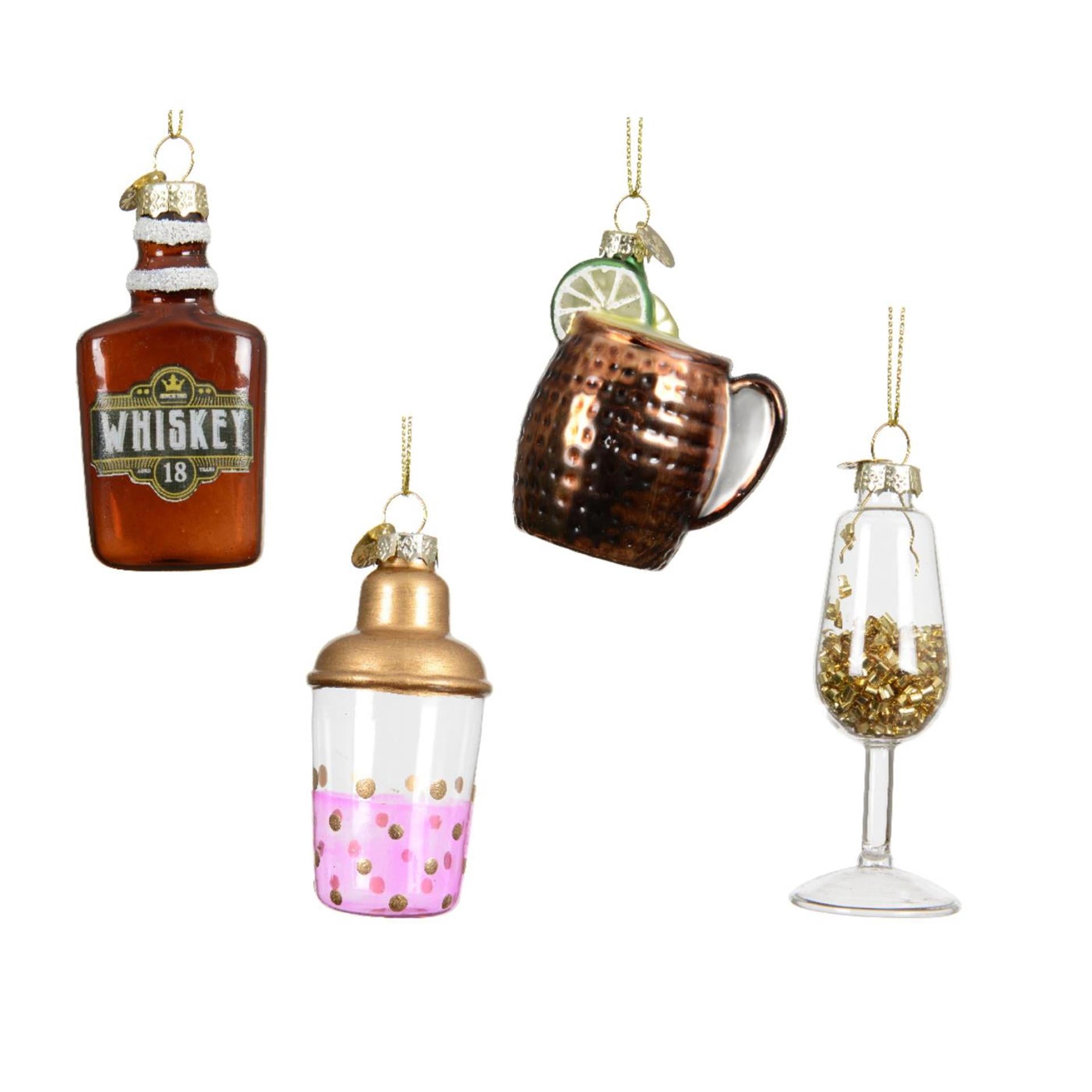 Decoris Weihnachtsanhänger Trinkflasche aus Glas ø8,5cm