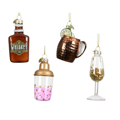 Decoris Weihnachtsanhänger Trinkflasche aus Glas ø8,5cm