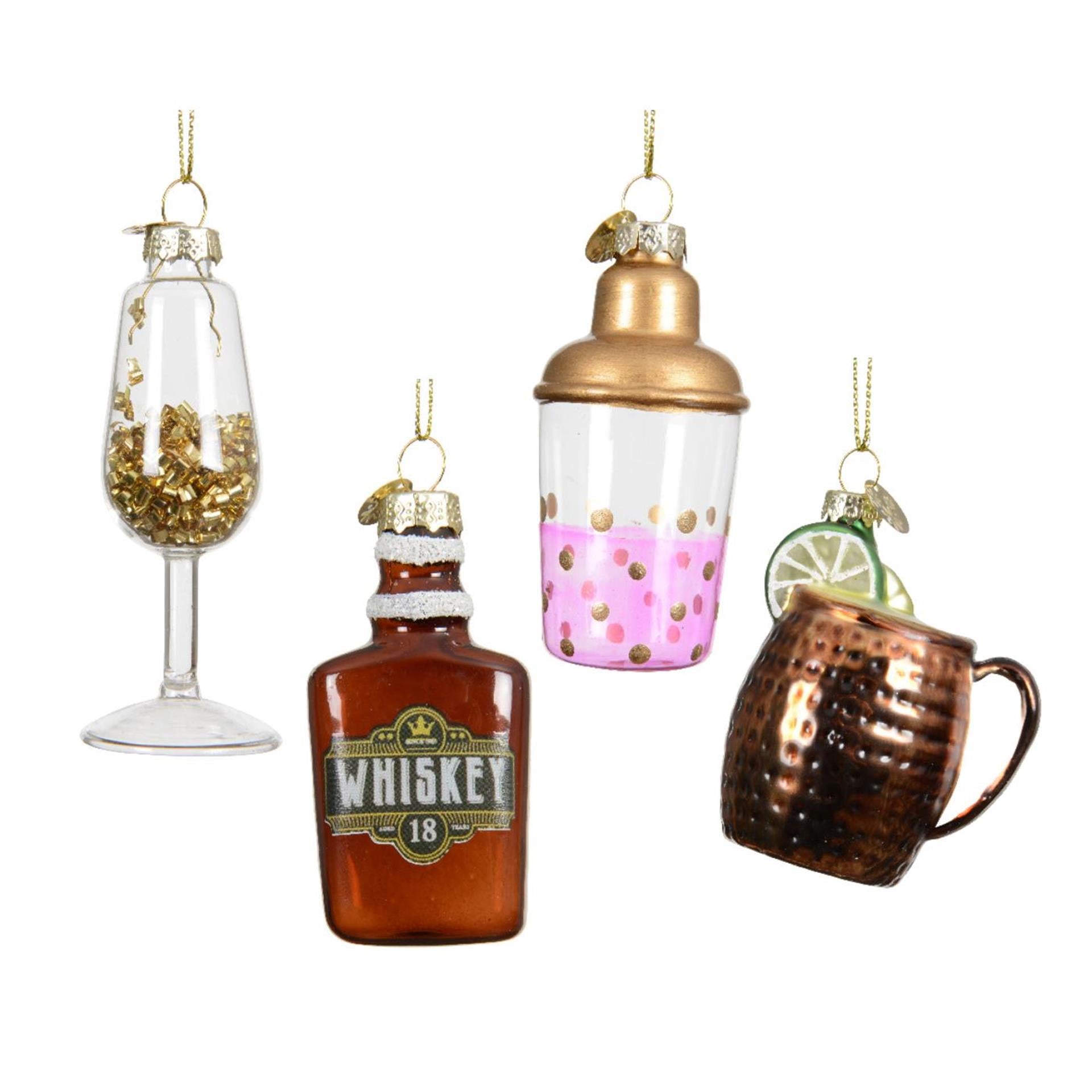 Decoris Weihnachtsanhänger Trinkflasche aus Glas ø8,5cm