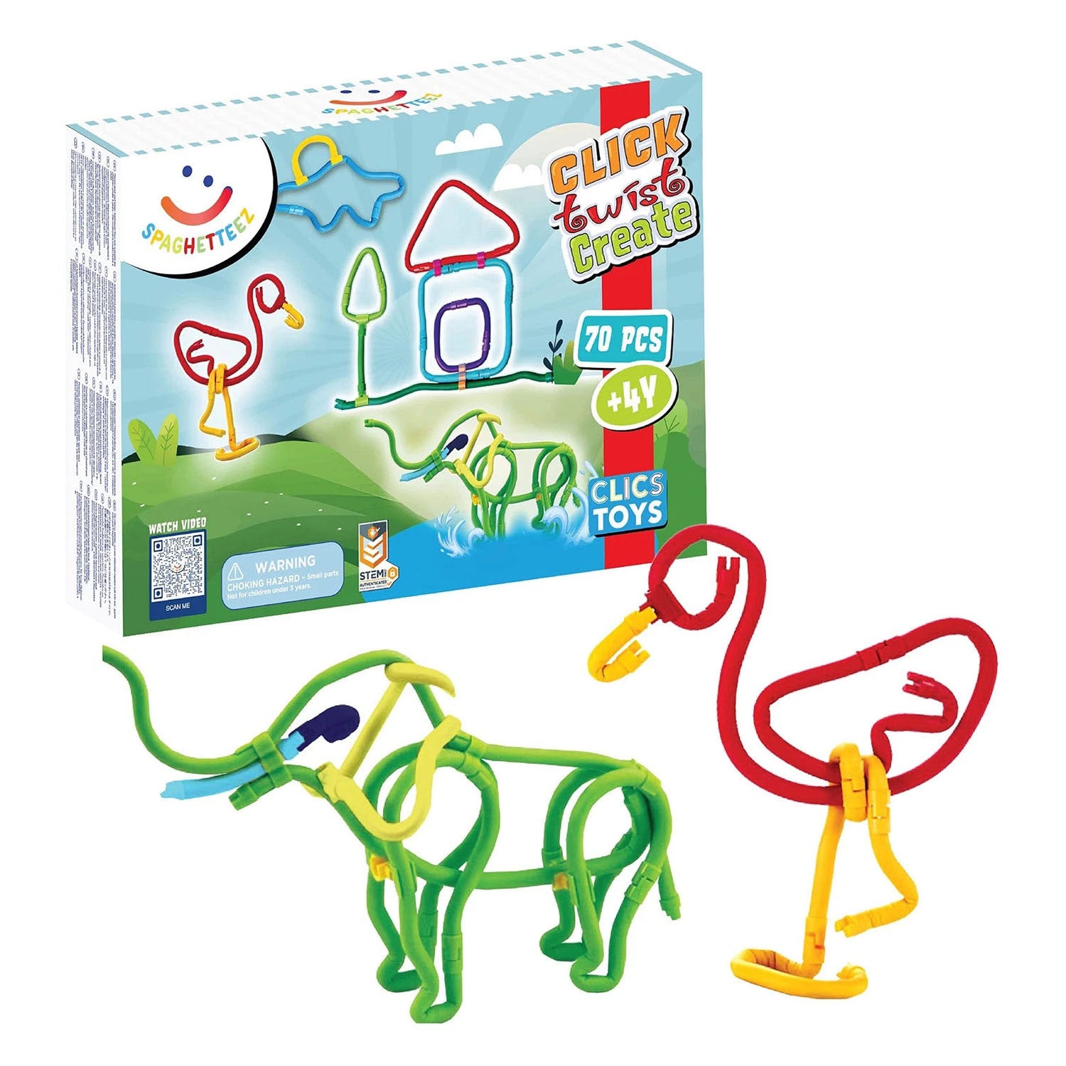 Spaghettez 3D Art Flexible Gebäudestangen, 70dlg.