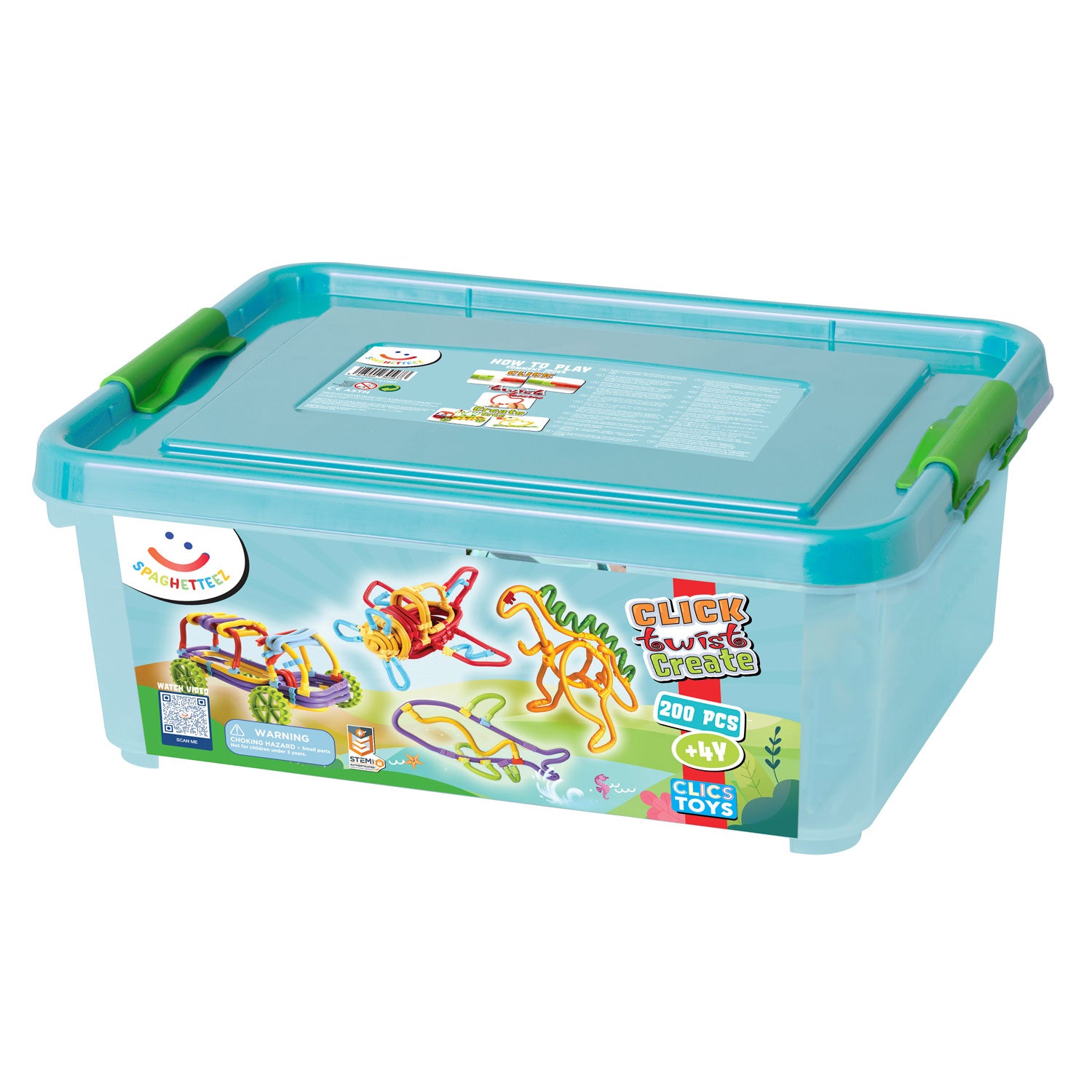 Spaghettez 3D Art Flexible Gebäudestangen Aufbewahrungsbox, 200dlg.