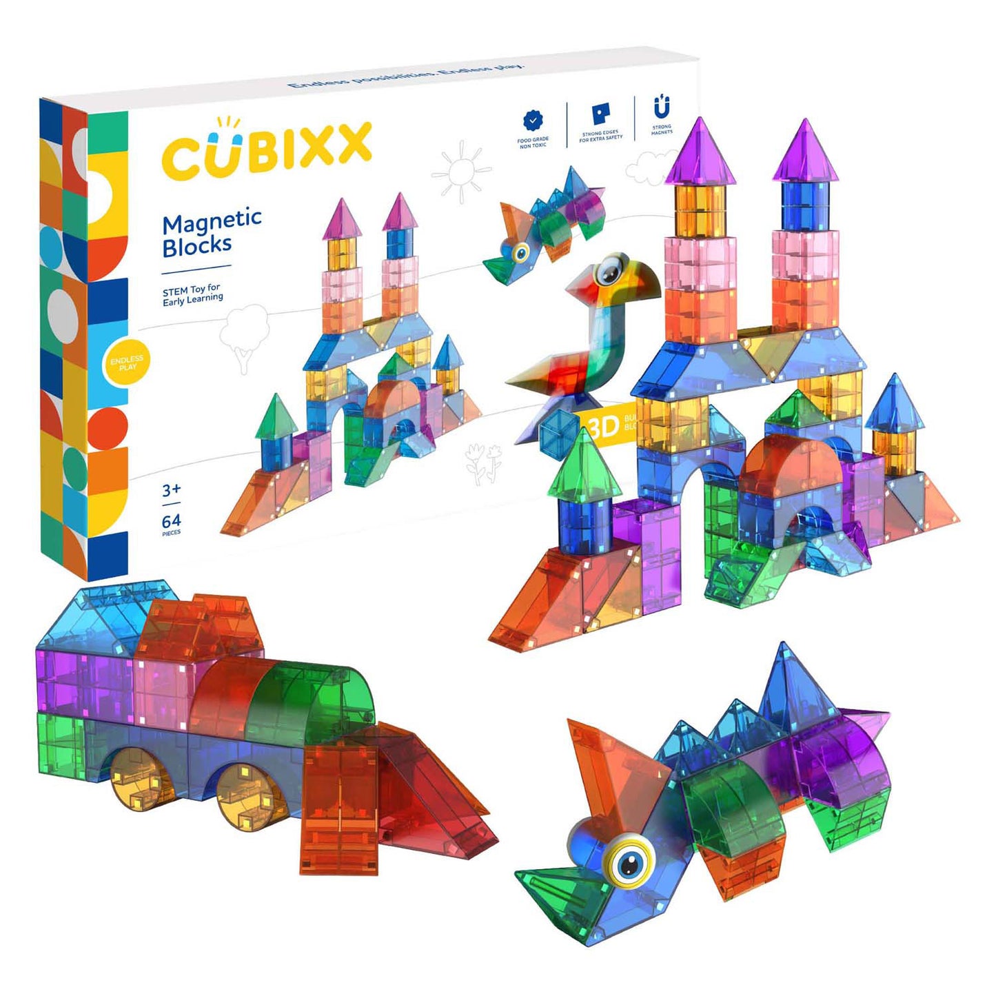 Cubixx Magnetisches Bauspielzeug – 64 Teile.