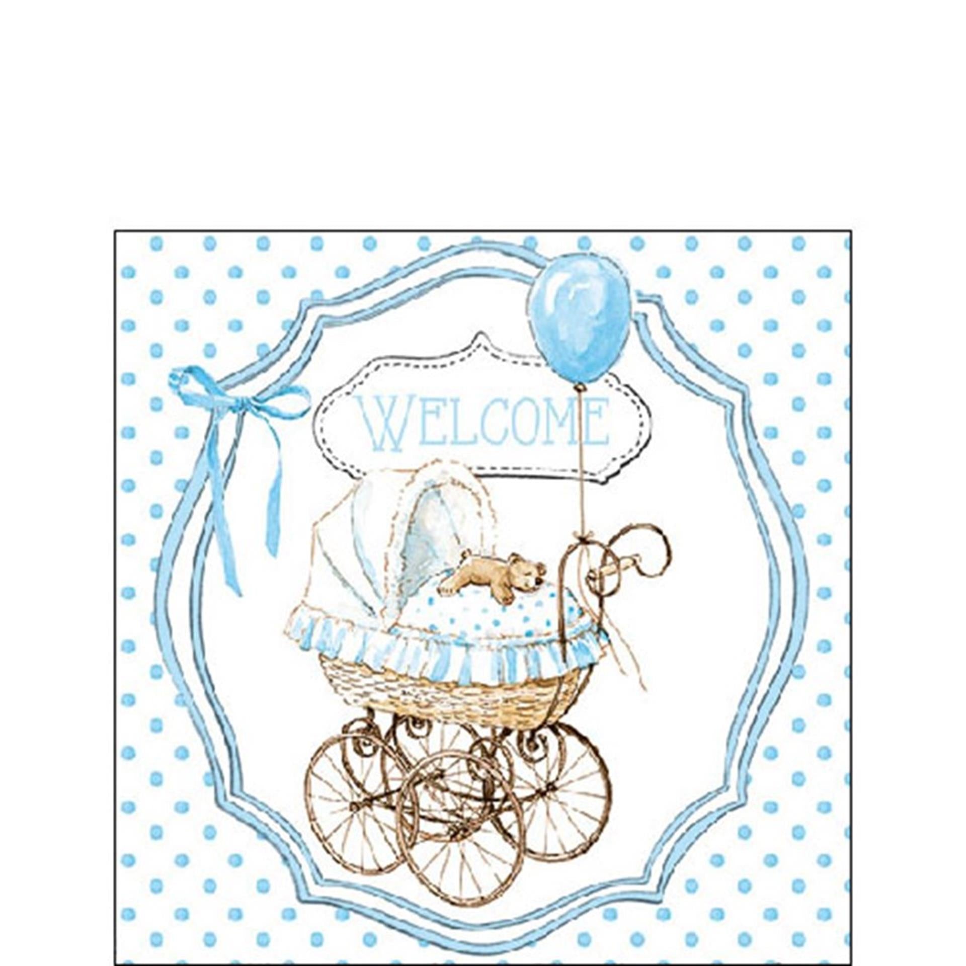 Ambiente Serviette 25cm Welcome Blue Baby