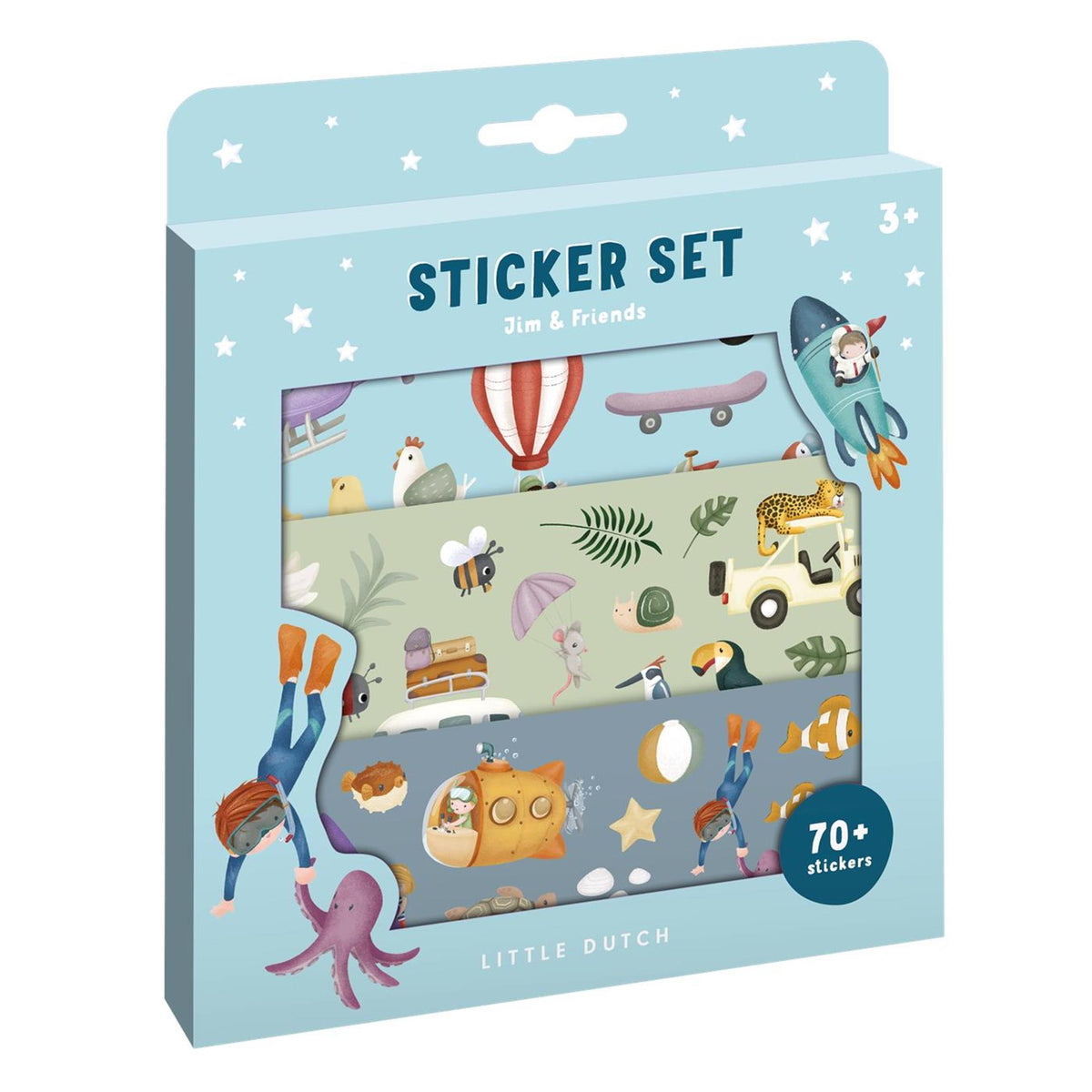 Little Dutch Sticker Box Jim Freunde, 3 Blätter
