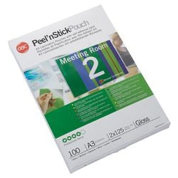 GBC-Laminierfolien, A3, selbstklebend, 2 x 125 Mikron, Packung mit 100 Stück