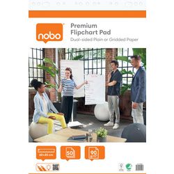 Nobo Premium-Flipchart-Papier auf Rolle – 50 Blatt doppelseitiges Blanko- oder Karopapier – 60 x 85 cm – 90 Gramm