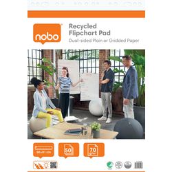 Nobo recyceltes Flipchart-Papier auf Rolle – 50 Blatt doppelseitiges Blanko- oder Karopapier – 58 x 81 cm – 70 Gramm