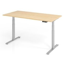 Sitz-Steh-Schreibtisch vlxk6516 3 s Holz, Metall beige, grau
