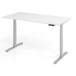 Sitz-Steh-Schreibtisch vlxk6516 w s Holz, Metall hellgrau, weiß