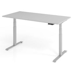 Sitz-Steh-Schreibtisch vlxk6516 5 s Holz, Metall hellgrau