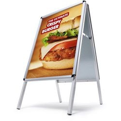 Bürgersteigschild Showdown zpa1r32mevik A-Board 32 mm faltbar A1 Silber