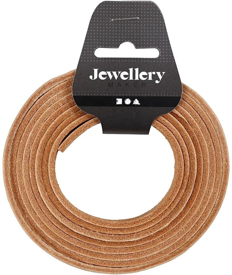 Creativ Company Lederband, B: 10 mm, Stärke 3 mm, natur, 2 m 1 Box
