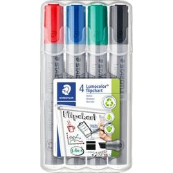 Staedtler Lumocolor Flipchart-Marker 356 mit Keilspitze – Box 4 Farben