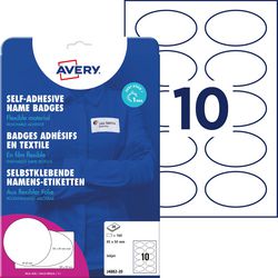 Avery Namensschild selbstklebend. Zweckform oval 85x50mm weiß ablösbar 200 Etiketten 20 Blatt Tintenstrahl
