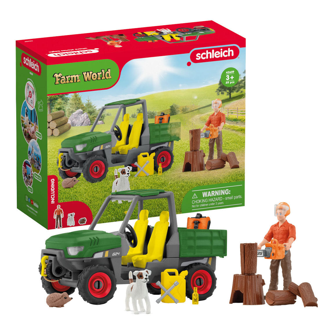 Schleich Farm World Houtzager mit Fahrzeug 42659