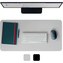 Leitz große Leder-Schreibtischunterlage 70 x 36 cm – recyceltes Leder – rutschfest – für Tastatur und Maus – grau