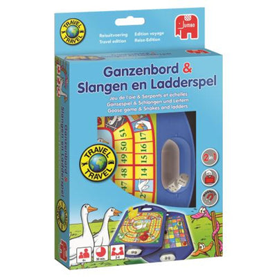 Jumbo Ganzenbord Schlangen und Leiterspiel Reisespiel