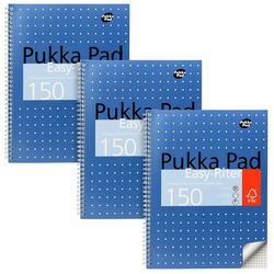 Vorlesungsblock Pukka metallic kariert blau 150 Seiten 3-teilig