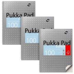 Vorlesungsblock Pukka metallic kariert grau 100 Seiten 3-teilig