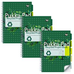 Vorlesungsblock Pukka Recycling A4 kariert grün 200 Seiten 3 Stück