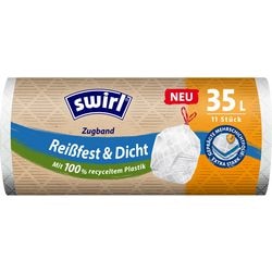 Müllsäcke, Wirbel, reißfest, auslaufsicher, 35 l, transparenter Kordelzugverschluss