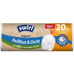 Müllsäcke, Wirbel, reißfest, auslaufsicher, 20 l, transparenter Kordelzugverschluss