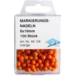 Stecknadeln für Landkarten Wedo Metall Orange
