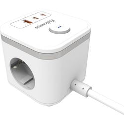 Fellowes Power Cube Steckdosenleiste – Typ F – 3 Steckdosen + 2x USB-C USB-A – Verlängerungskabel 2 m – mit Schalter – Schreibtisch-Kabelmanagement