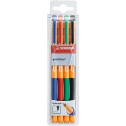 Stabilo Pointvisco – Tintenroller – Gel-Tinte – mittel 0,5 mm – Etui mit 4 Farben