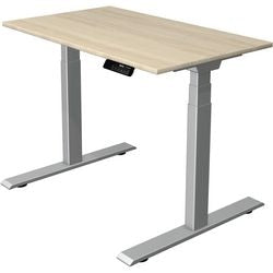 Sitz-Steh-Schreibtisch Kerkmann move 1 stabiler Ahorn, silber 1270 mm x 1000 mm