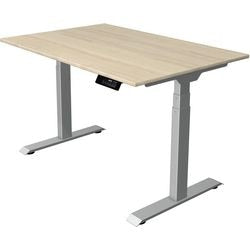 Sitz-Steh-Schreibtisch Kerkmann move 1 stabiler Ahorn, silber 1270 mm x 1200 mm
