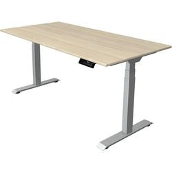 Sitz-Steh-Schreibtisch Kerkmann move 1 stabiler Ahorn, silber 1270 mm x 1600 mm
