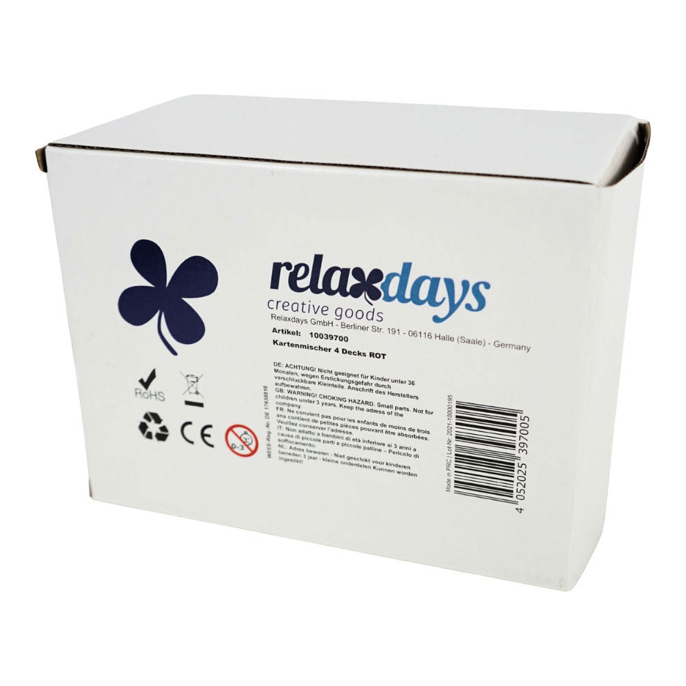 Relaxdays Akku-Kartenmischer rot 4 Decks | 6 Stück