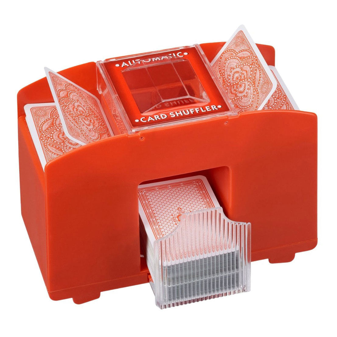 Relaxdays Akku-Kartenmischer rot 4 Decks | 6 Stück