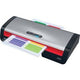 GBC 250 Office A4-Laminiergerät – geeignet für 75–125 Mikron – inklusive Starterpaket Laminierfolien – Silber, Schwarz, Rot