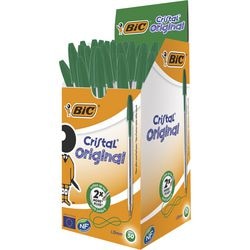 Kugelschreiber Bic Cristal Fine mittelgrün, luftdurchlässige Kappe, durchscheinender Schaft
