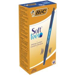 Kugelschreiber BIC Soft-Feel-Kunststoffhalter, blauer Druckknopf-Griffclip, nachfüllbar