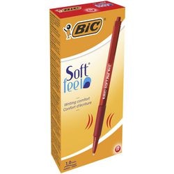 Kugelschreiber Bic Soft-Feel-Kunststoffhalter, roter Druckknopf-Griffclip, nachfüllbar