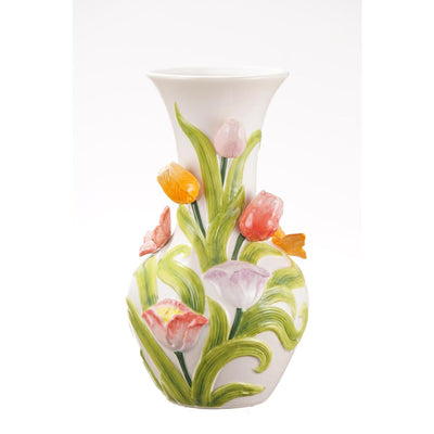 Bunte Vase mit Tulpenatmosphäre im Herrenhaus-Stil, 19 x 33,5 cm