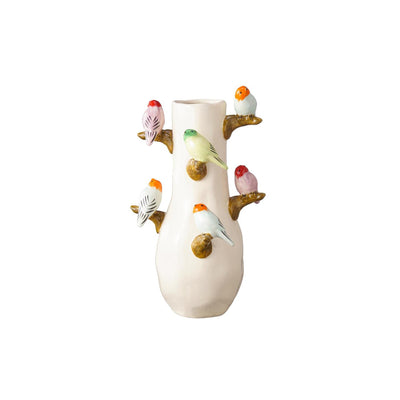 Villa-Atmosphäre-Vase mit Vögeln Chico 21,5 x 21,5 x 42 cm